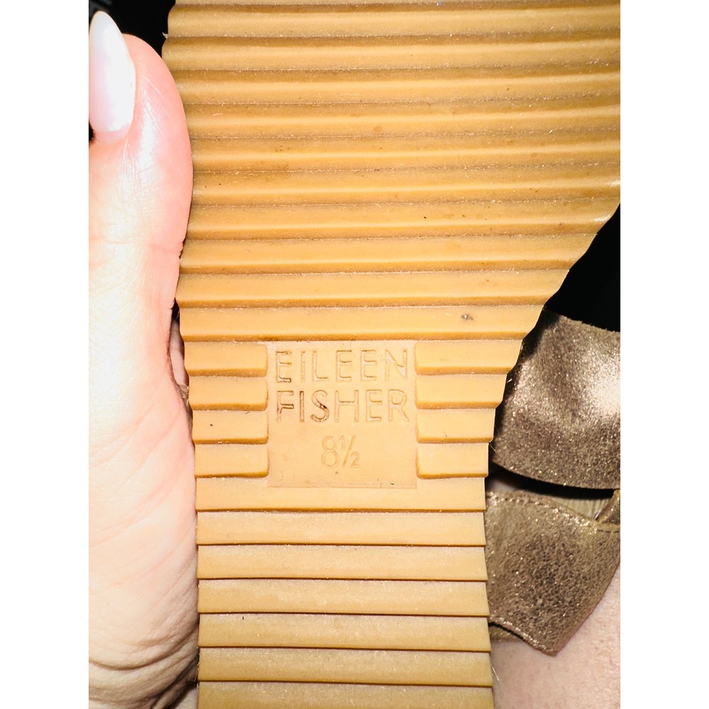 Eileen Fisher Women's Willow Espadrille Wedge Sandal Size 8.5 Gold metallic - Picture 7 of 7